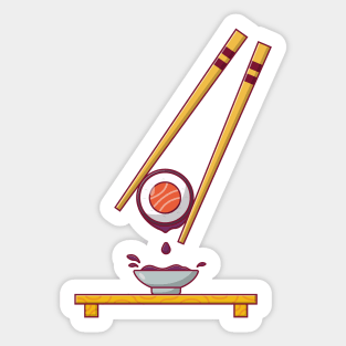 Sushi with Chopsticks and Soy Sauce Sticker